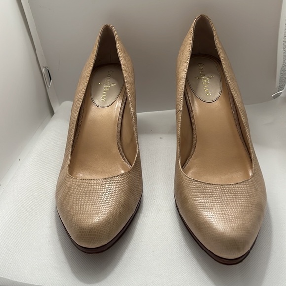 Cole Haan cheetah faded print over pattern beige leather pumps shoes Sz 10 - Picture 3 of 10